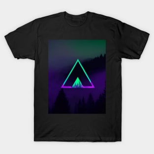 Neon Triangle: A Contrast of Nature and Technology T-Shirt